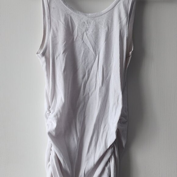 Maternity Rib-Knit Side-Shirred Tank - White - Picture 4 of 4